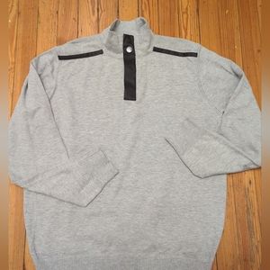 Kenneth Cole Sweater Mens L Large Gray & Black Pullover 1/4 Zip Long Sleeve